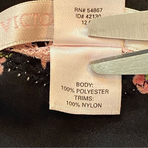 Rare Y2K Victoria’s Secret Black Floral Satin 2 Piece Pajama Set Size Medium - Picture 11 of 15